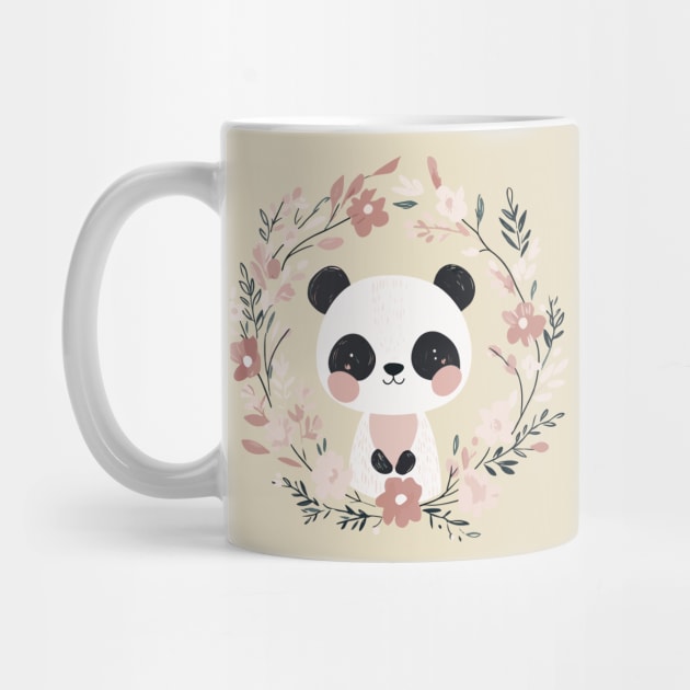 Boho Kawaii Panda – Adorable Pastel Wildlife Illustration by TuncGK